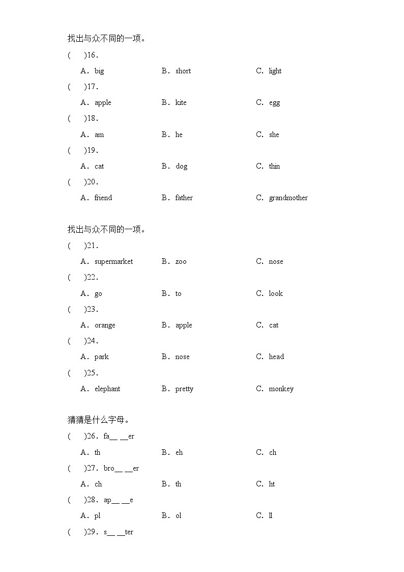 专题01+词汇+语音--2024-2025学年二年级英语上册期末专项复习（人教新起点）02