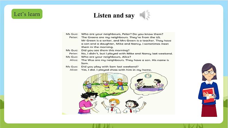 牛津深圳版英语六上Unit 4 《Our neighbours Listen and say Do a quiz》课件+教案+分层练习06