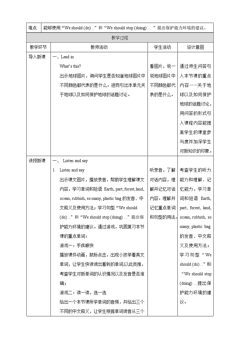 牛津深圳版英语六上Unit 12 《The Earth Listen and say Ask and answer》课件+教案+分层练习02