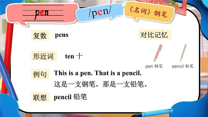 Unit 5 Is this your pen 单词讲解（课件）-2024-2025学年湘少版（三起）（2024）英语三年级上册第3页