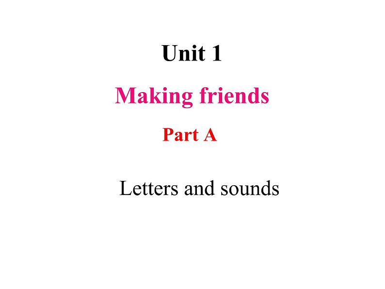 Unit 1 Making friends Part A Letters and sounds 课件+素材01