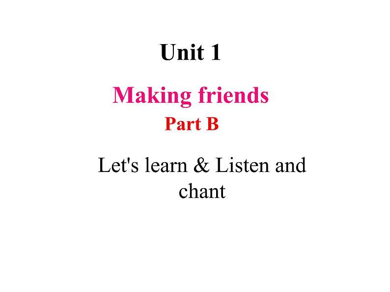 Unit 1 Making friends Part B Let's learn & Listen and chant 课件+素材01