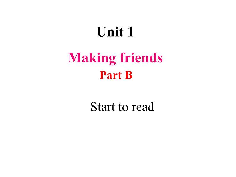 Unit 1 Making friends Part B Start to read 课件+素材01