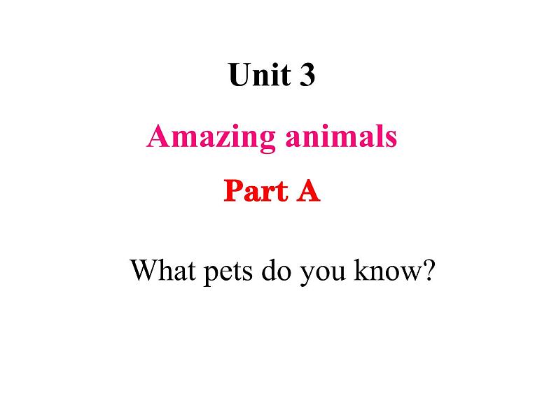 Unit 3 Amazing animals Part A-Let's learn&Listen and do 课件01