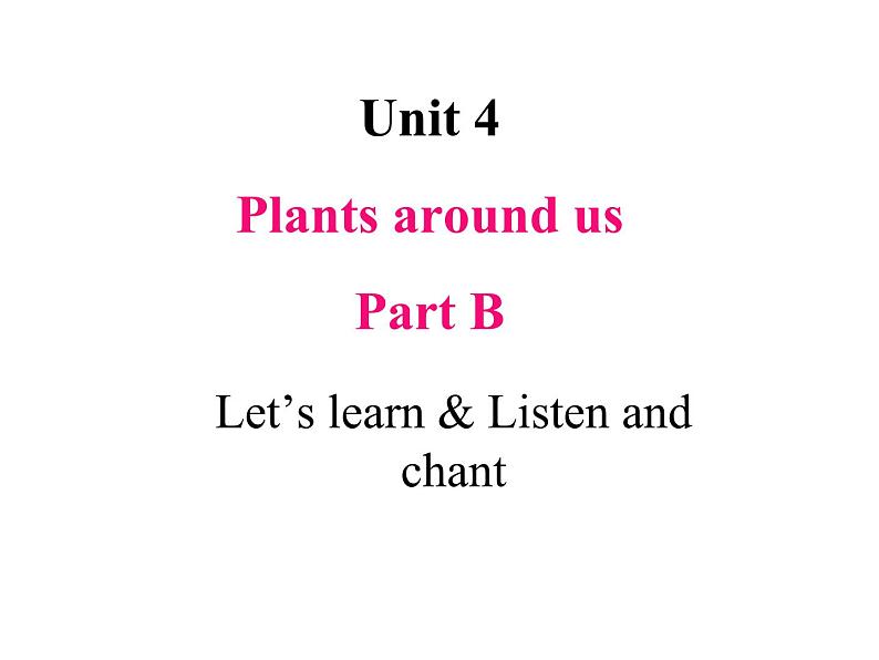 Unit 4 Plants around us Part B Let's learn & Listen and chant课件+素材01