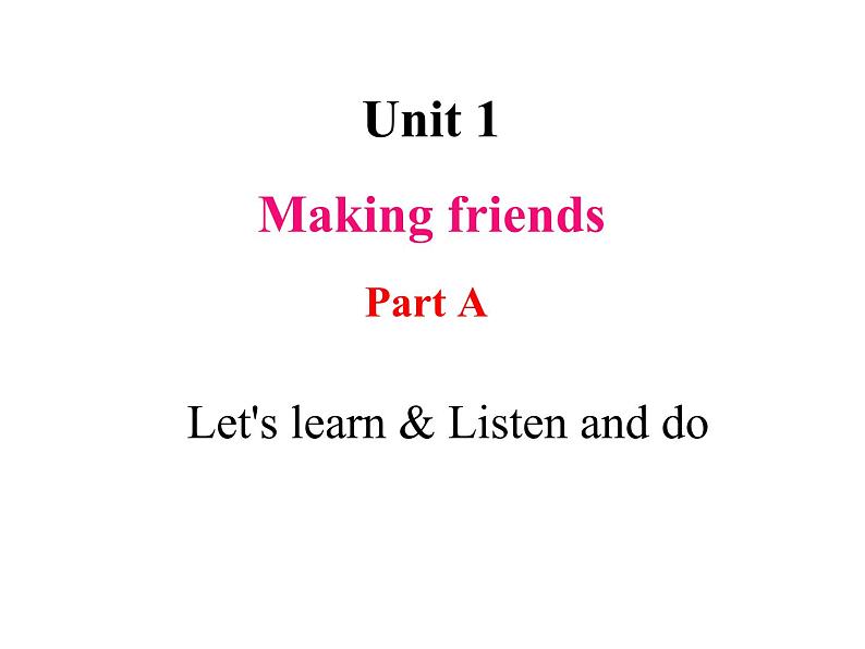 Unit 1 Making friends Part A Let's learn& Listen and do 课件+素材01