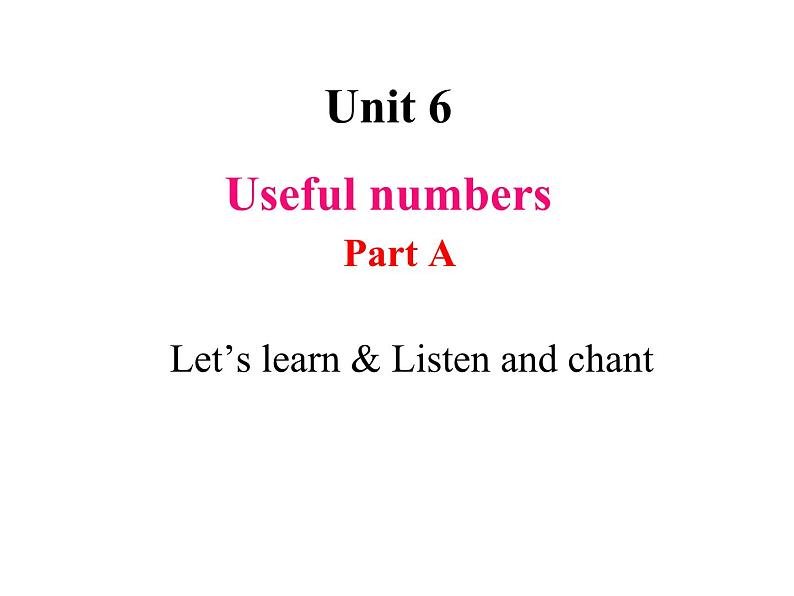 Unit 6 Useful numbers Part A Let's learn & Listen and chant课件+素材01