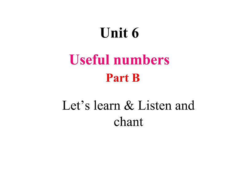 Unit 6 Useful numbers Part B Let's learn & Listen and chant 课件01