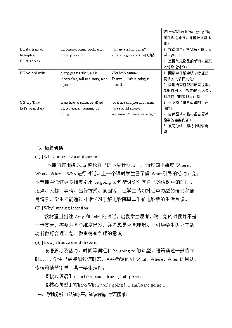 人教版小学英语六年级上册Unit3 My weekend plan  B  Let's talk 教案第3页