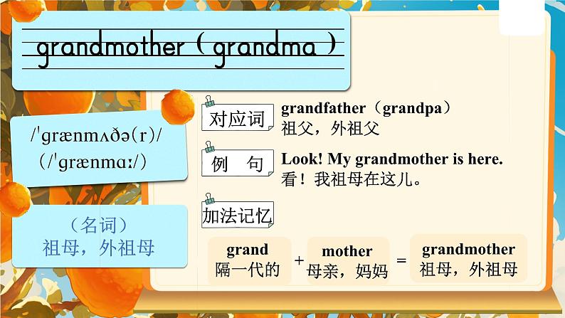 Unit 6 Is he your grandpa 单词讲解（课件）-2024-2025学年译林版（2024）（三起）英语三年级上册05