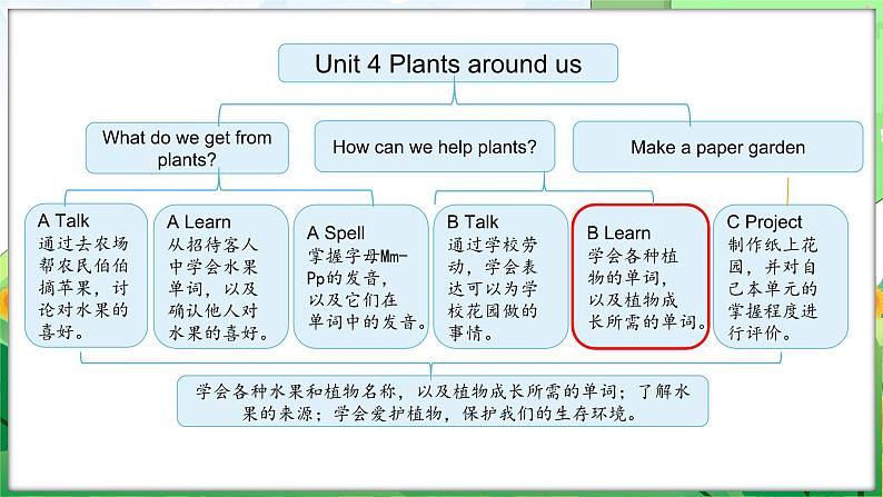 Unit 4 Plants around us Part B Let’s learn — Start to read（课件+素材）-2024-2025学年人教PEP版（2024）英语三年级上册02