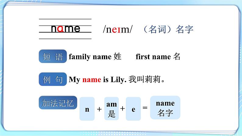 Unit 2 What’s your name 单词讲解（课件）-2024-2025学年译林版（2024）（三起）英语三年级上册05