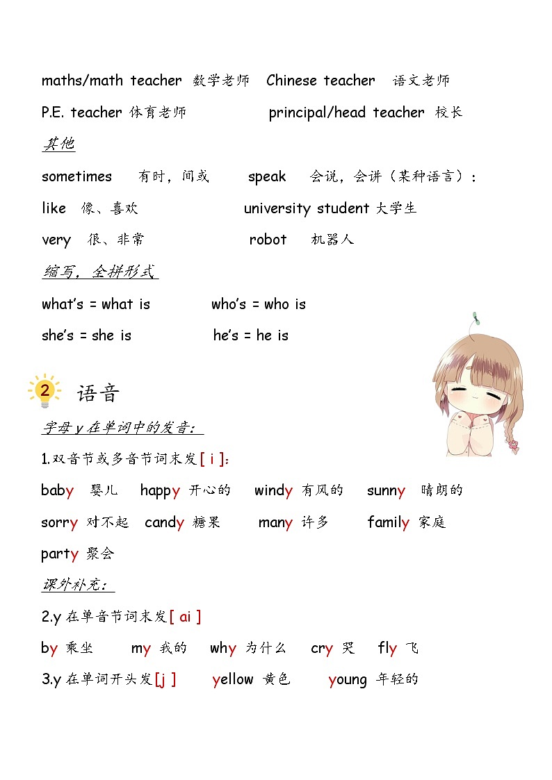 Unit 1 What's he like-人教PEP版五年级上册知识点梳理03