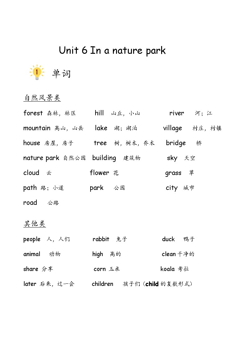 Unit 6 In a nature park-人教PEP版五年级上册知识点梳理02