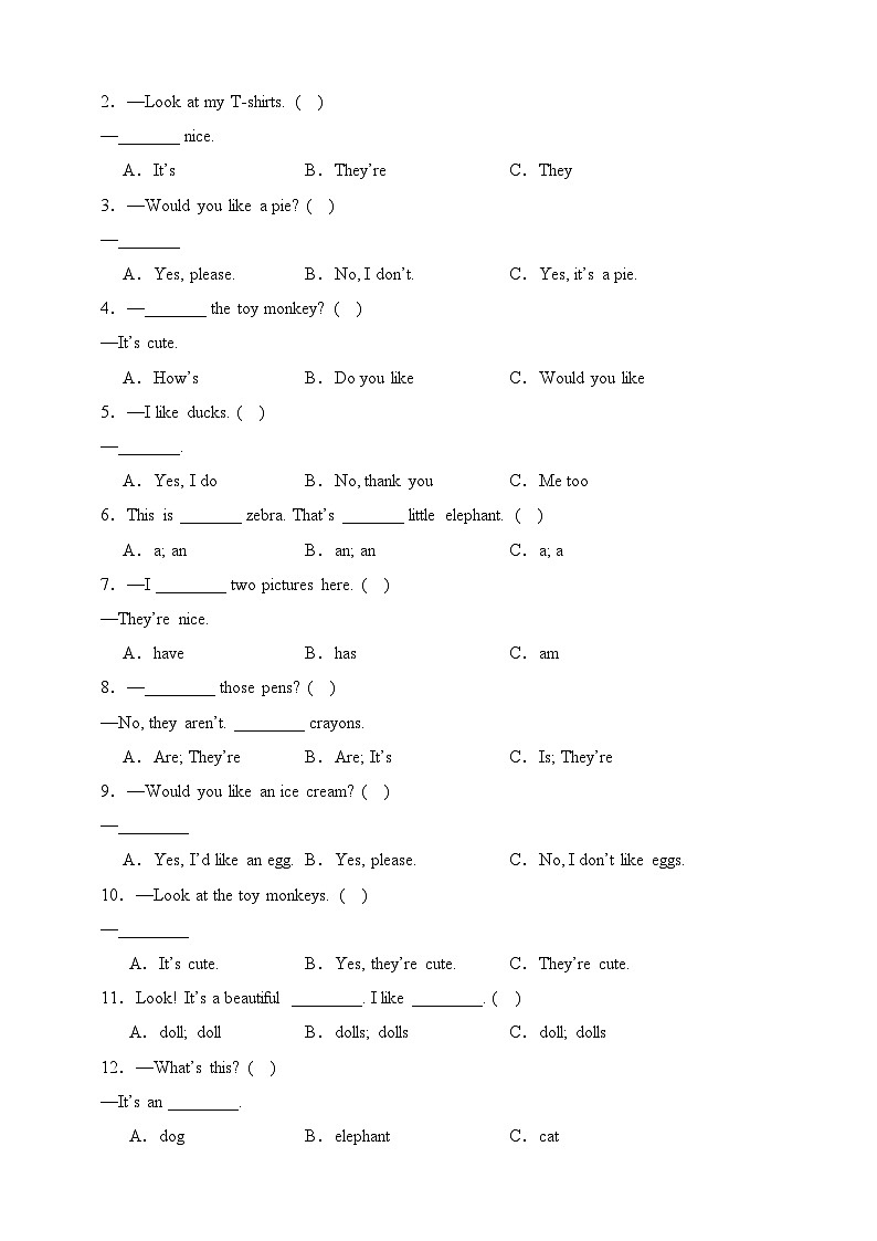 Unit 1 I like dogs-【弯道超车】译林版（三起）暑假新四年级英语 单元知识点讲解+例题精炼（含答案）03
