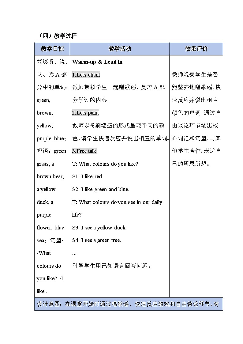 人教PEP版（2024）三年级上册英语Unit 5 The colourful world第四课时：A. Lets talk教学设计03