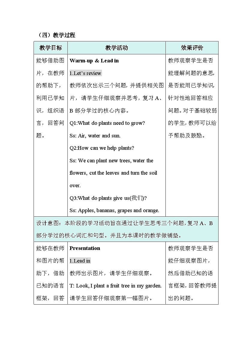 人教PEP版（2024）三年级上册英语Unit 4 Plants around us 第四课时：B. Start to read教学设计03