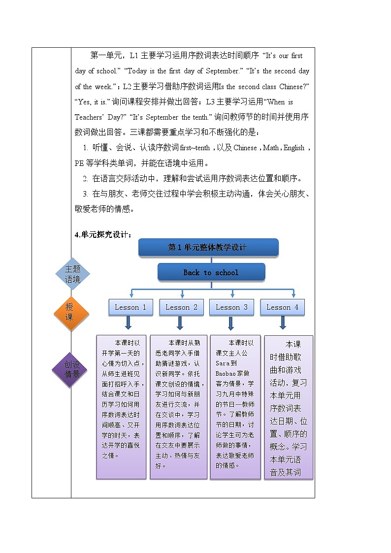 北京版英语三年级上册Unit1 September 10th is Teachers'Day. Lesson 3 单元整体教学设计+课件02