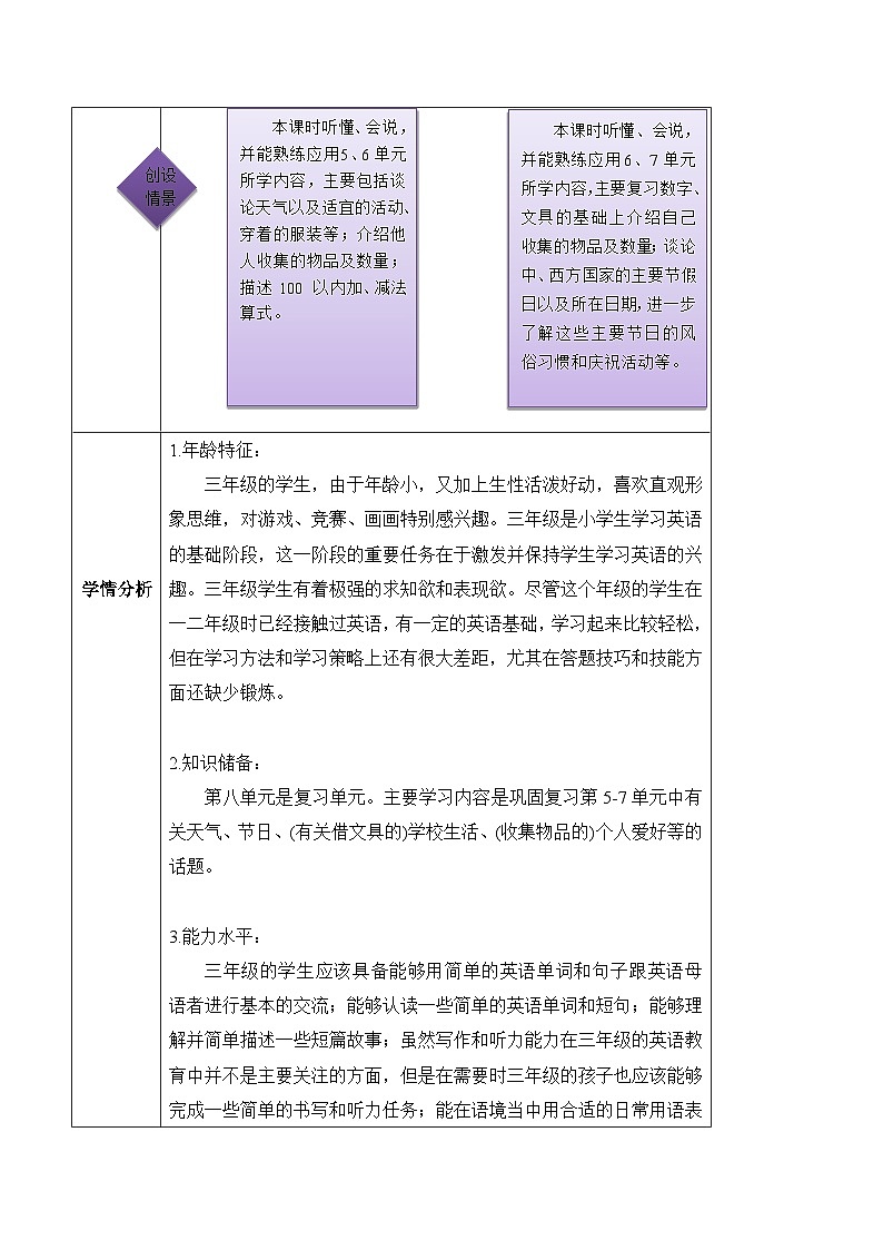 北京版英语三年级上册Unit8 Revision Lesson 27 单元整体教学设计+课件03