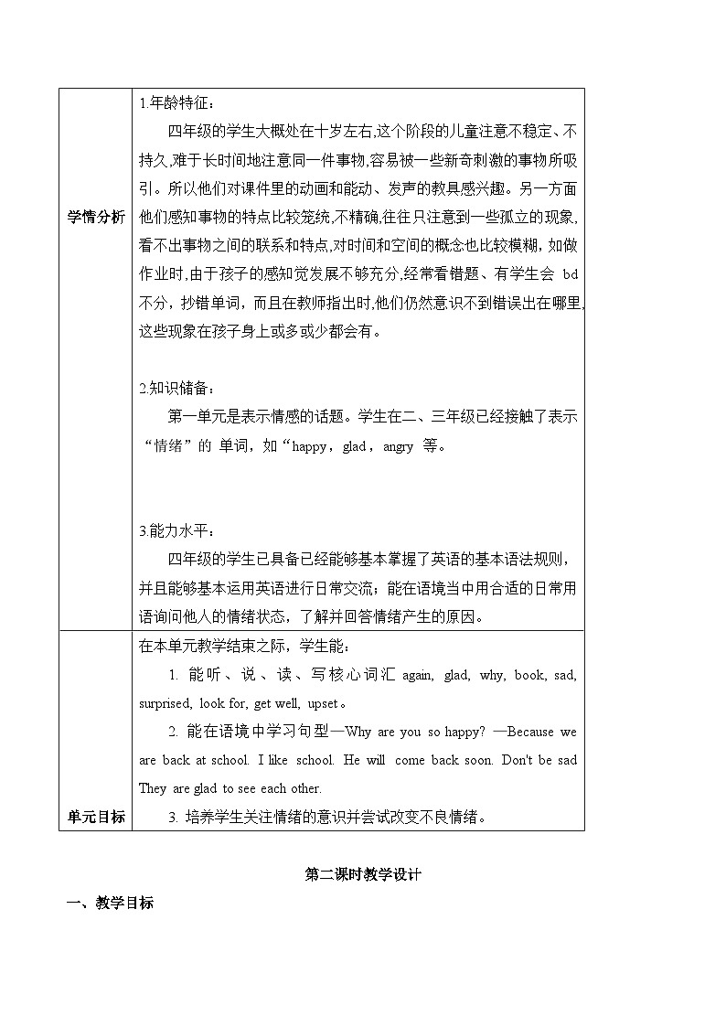 北京版英语四年级上册Unit1 Why are you so happy？Lesson 2 课件+单元整体教学设计03