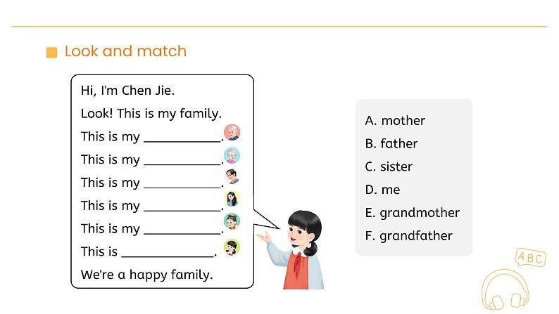 Unit 2 Different families Part A  Let’s learn  Lesson 2 课件第6页