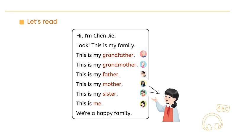 Unit 2 Different families Part A  Let’s learn  Lesson 2 课件第8页