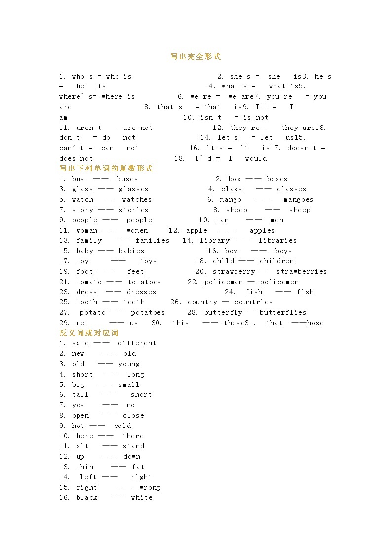 小学英语考试易错知识点总结第1页
