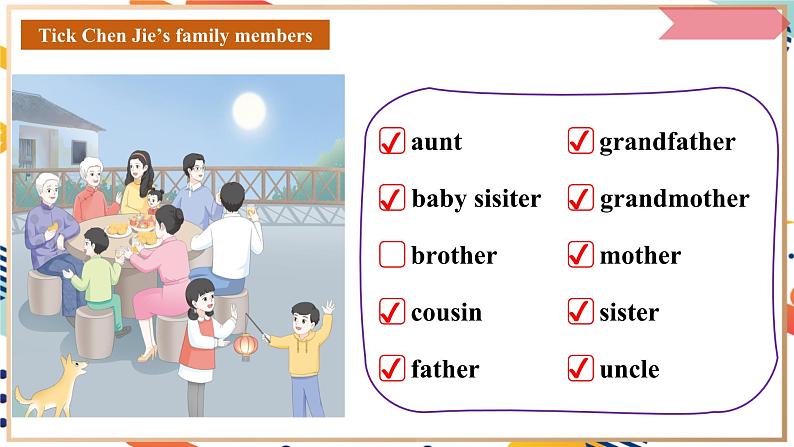 人教pep版英语三年级上册Unit2 Different families Part B Start to read＆ C Reading time 课件+教案+素材07