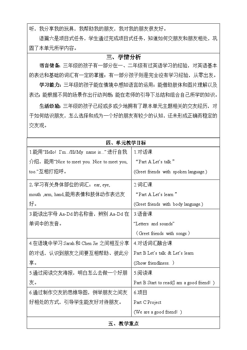 人教版PEP（2024）英语三年级上册--Unit1 Making friends Part A Let's talk （教学设计）第3页