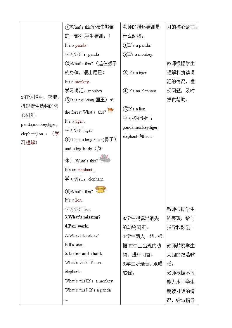 人教版PEP（2024）英语三年级上册--Unit 3 Amazing animals Part B Let's learn & Project （教学设计）第3页