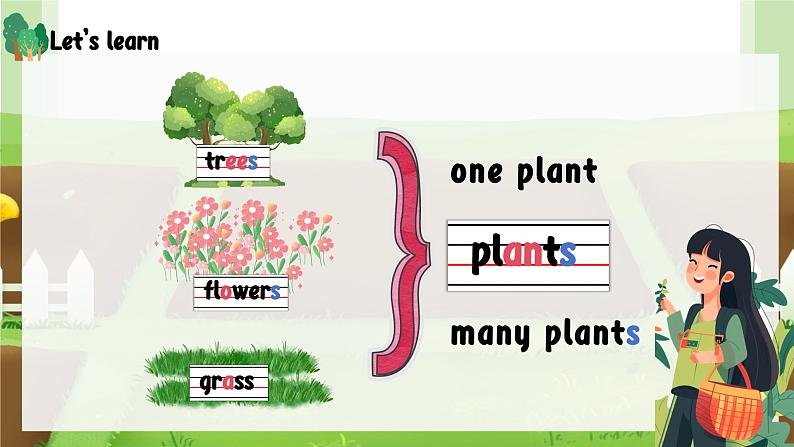 新三上Unit 4 Plants around us PartB  Let's learn  PPT课件07