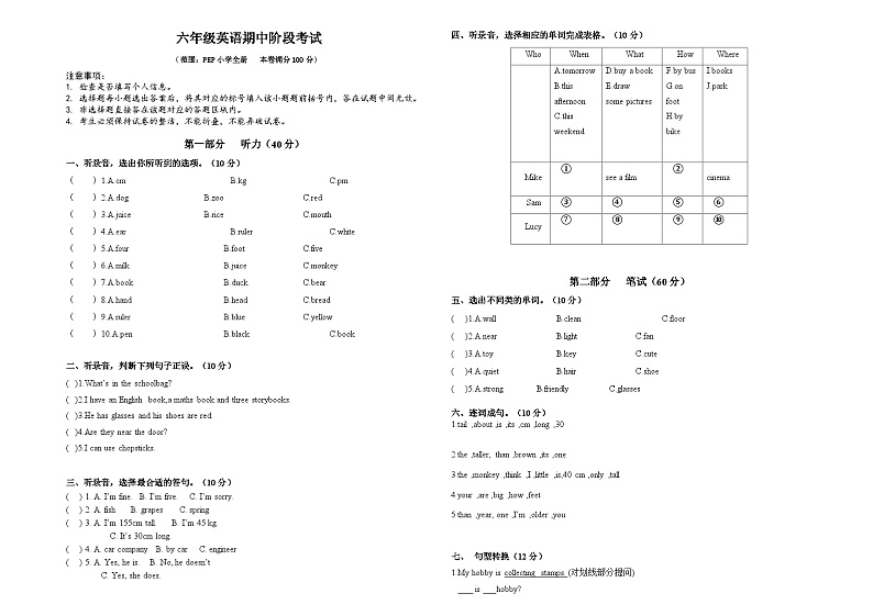 山东省聊城市茌平区2023-2024学年六年级下学期期中英语试题01