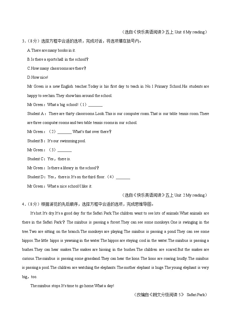 江苏省盐城市东台市2023-2024学年五年级（上）月考英语试卷第2页