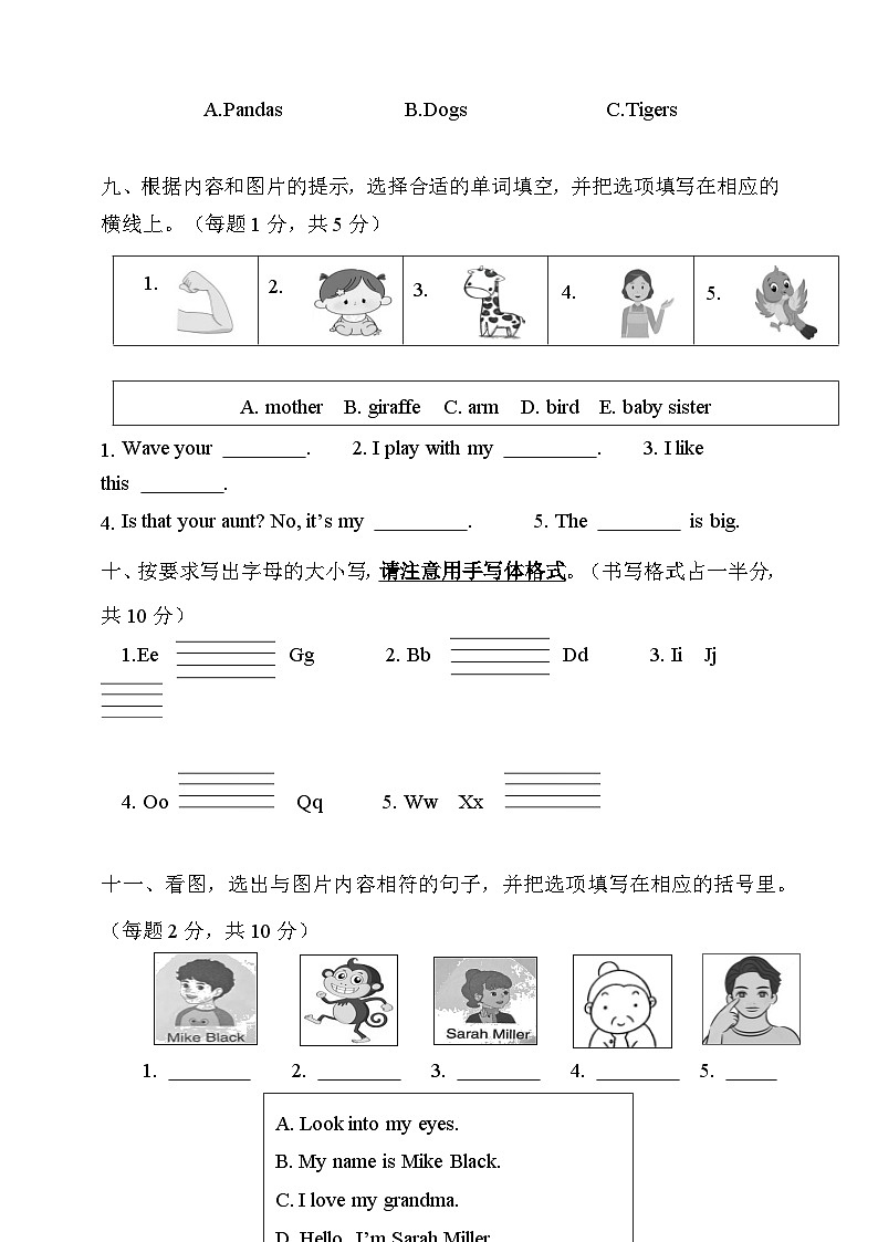 期中 （试题） -2024-2025学年人教PEP版（2024）英语三年级上册.103