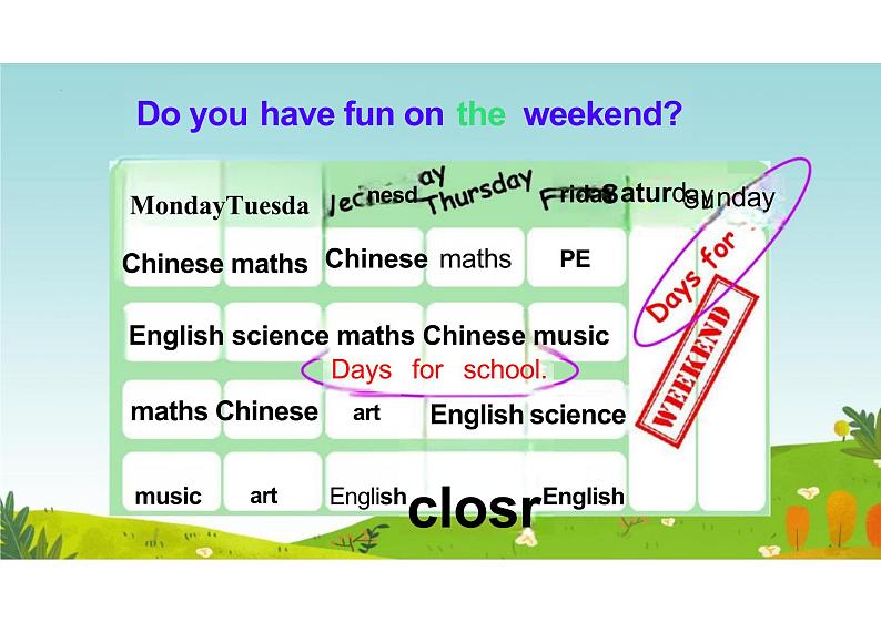 Unit2MyweekPartBLet'slearn（课件）人教PEP版英语五年级上册第5页