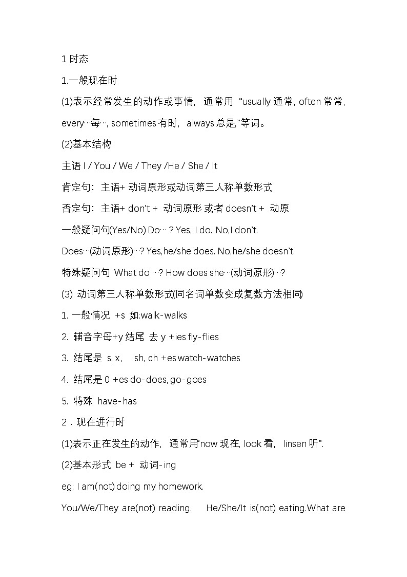 小升初小学英语语法总复习知识点总结01