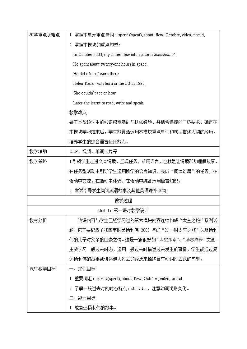 教学设计外研社三起六年级下册Module 7Unit102