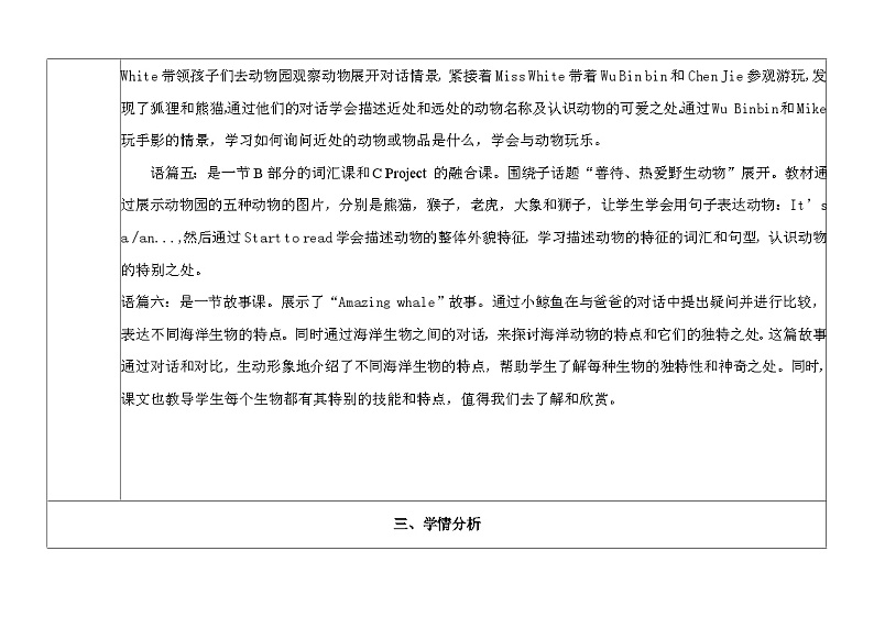 人教pep版英语三年级上册Unit3 Amazing animals Part B learn课件+单元整体设计+素材03