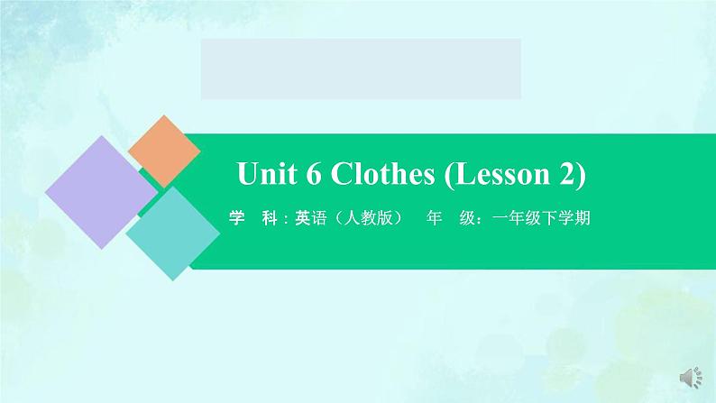 Unit 6 Clothes（Lesson 2） 课件-2024-2025学年度一年级 · 英语下册 · 人教版（一年级起点）（主编：吴欣）01