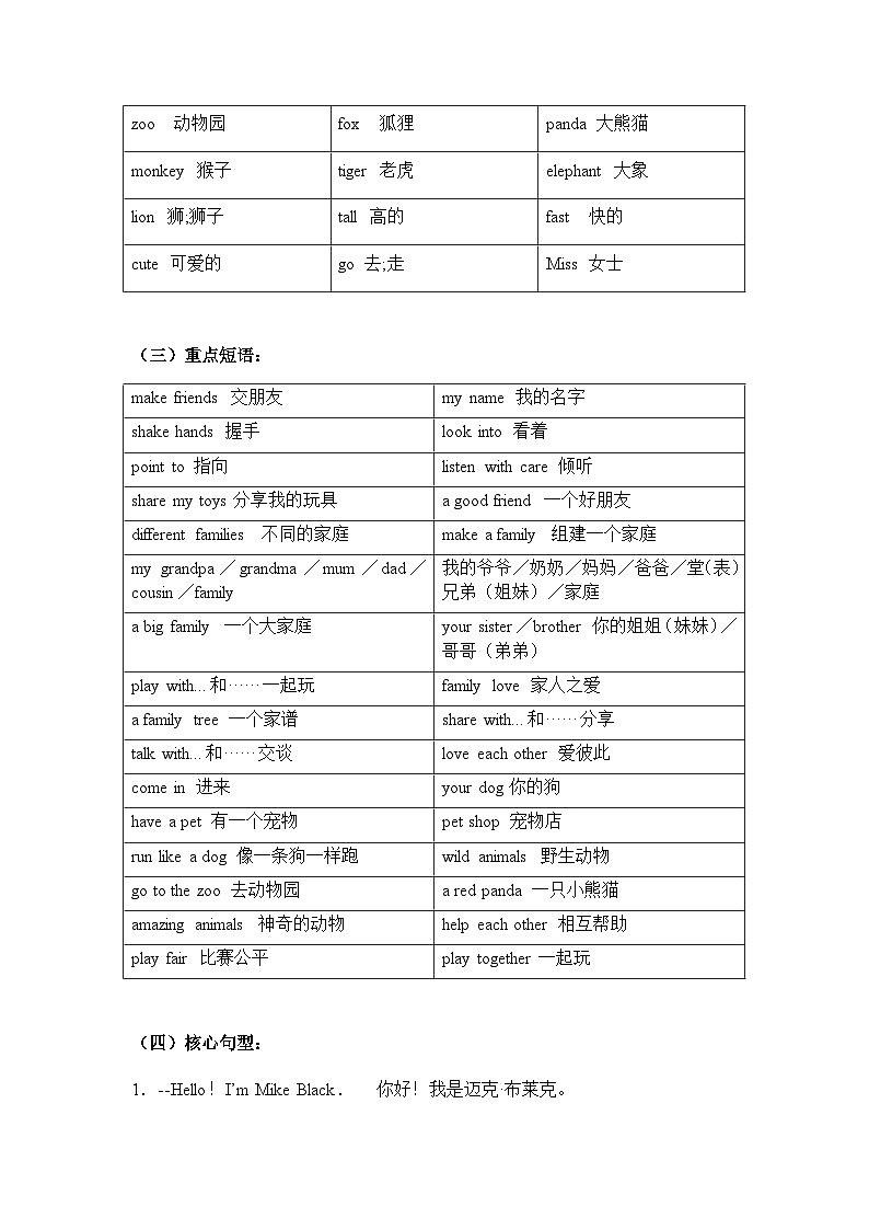 期中复习 Unit 1 - Unit 3 知识点+练习（讲义）-2024-2025学年人教PEP版（2024）英语三年级上册第3页