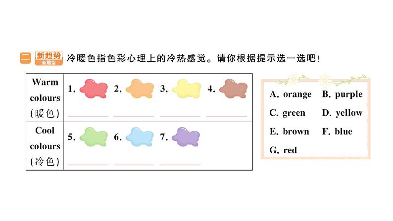 小学英语新人教版PEP三年级上册Unit5 The colourful world作业课件（2024秋）03