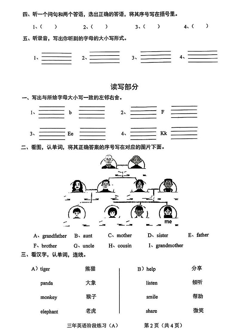 陕西省咸阳市三原县多校2024-2025学年三年级上学期期中英语试题第2页