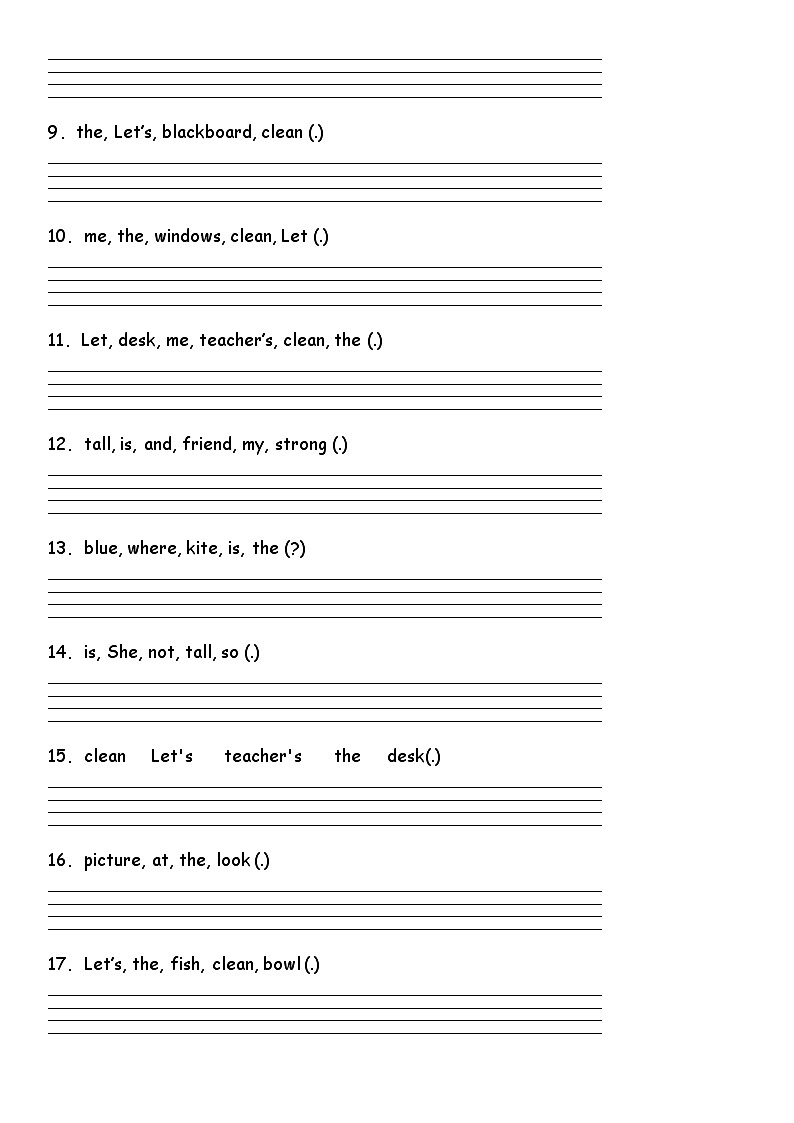 期中综合专项练习——连词成句 人教PEP版英语四年级上册第2页