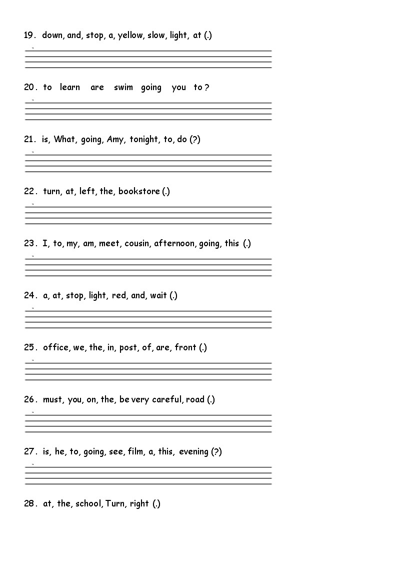 期中综合专项练习——连词成句  人教PEP版英语六年级上册第3页