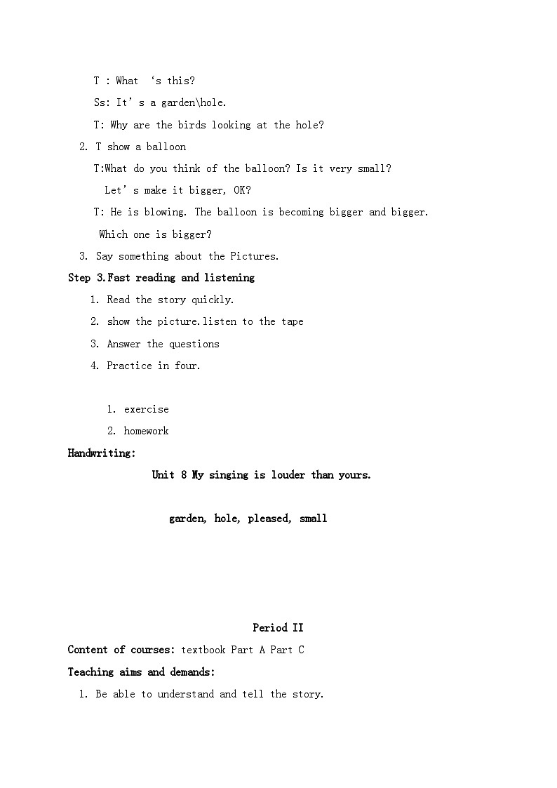 2022年六级英语上册Unit8Mysingingislouderthanyours教案湘少版第2页