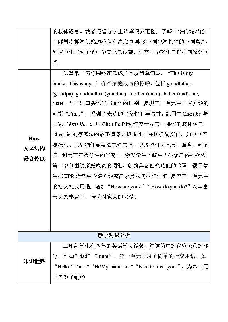 人教PEP版（2024）三年级上册英语Unit 2 Different families Part A Let’s learn教学设计第3页