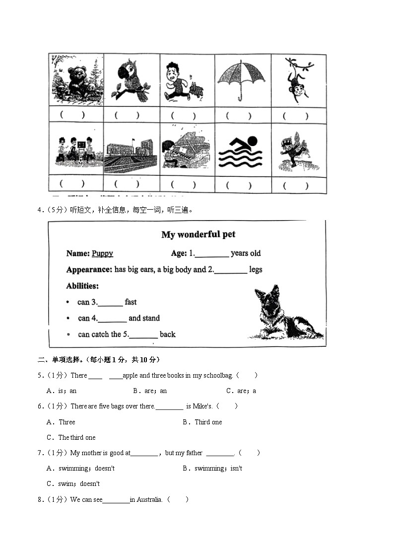 江苏省南京市六合区2024-2025学年五年级上学期期中英语试卷02