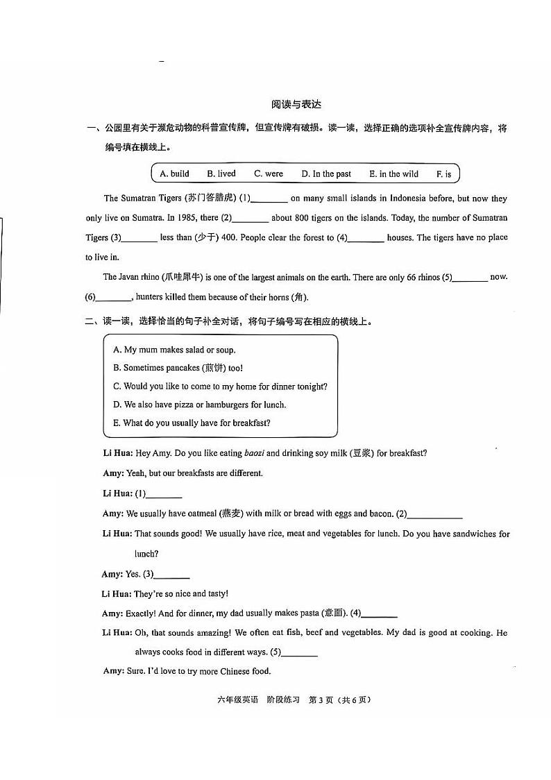 广东省深圳市福田2024-2025学年六年级上学期期中英语试题第3页