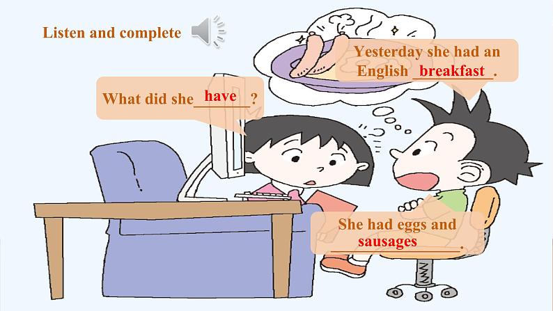 外研版五下 Module 3 Unit 1 She had eggs and sausages. 课件45张第6页