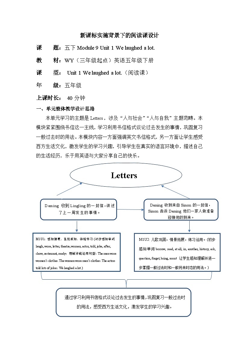 【新课标】外研版英语五年级下册Module 9 Unit1 We laughed a lot 课件+单元整体教学设计01